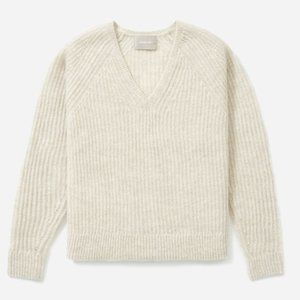 Everlane Alpaca V-Neck Sweater in Almond